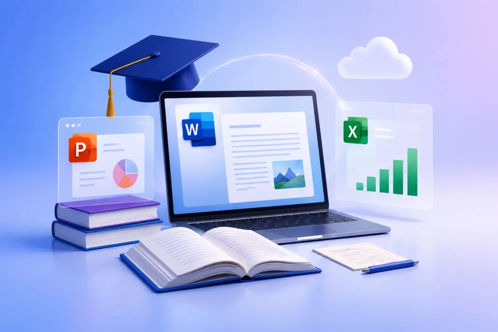 Microsoft 365 برای آموزش، پژوهش و انجام پروژه‌های دانشگاهی با Word، Excel و PowerPoint