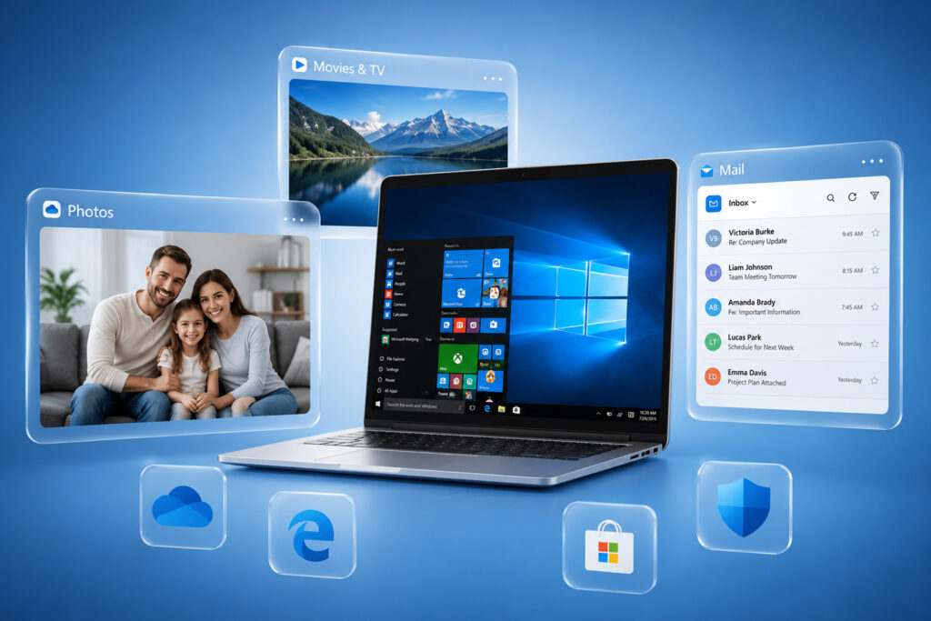 Windows 10 Home برای کاربران خانگی و خانواده‌ها با برنامه‌های Microsoft و قابلیت‌های روزمره