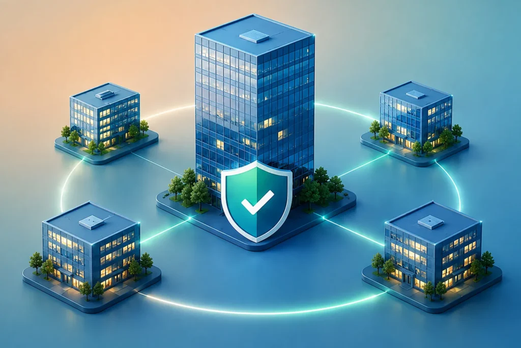 اتصال ایمن دفاتر مرکزی و شعب سازمان با Windows Server 2025 Standard برای مدیریت متمرکز کاربران، منابع شبکه و سرویس‌های داخلی