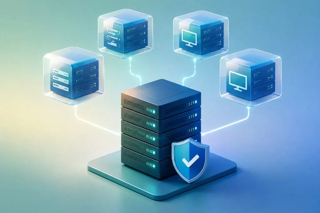 زیرساخت مجازی امن با Windows Server 2025 Standard برای اجرای ماشین‌های مجازی، سرویس‌های سازمانی و مدیریت سرورهای شبکه